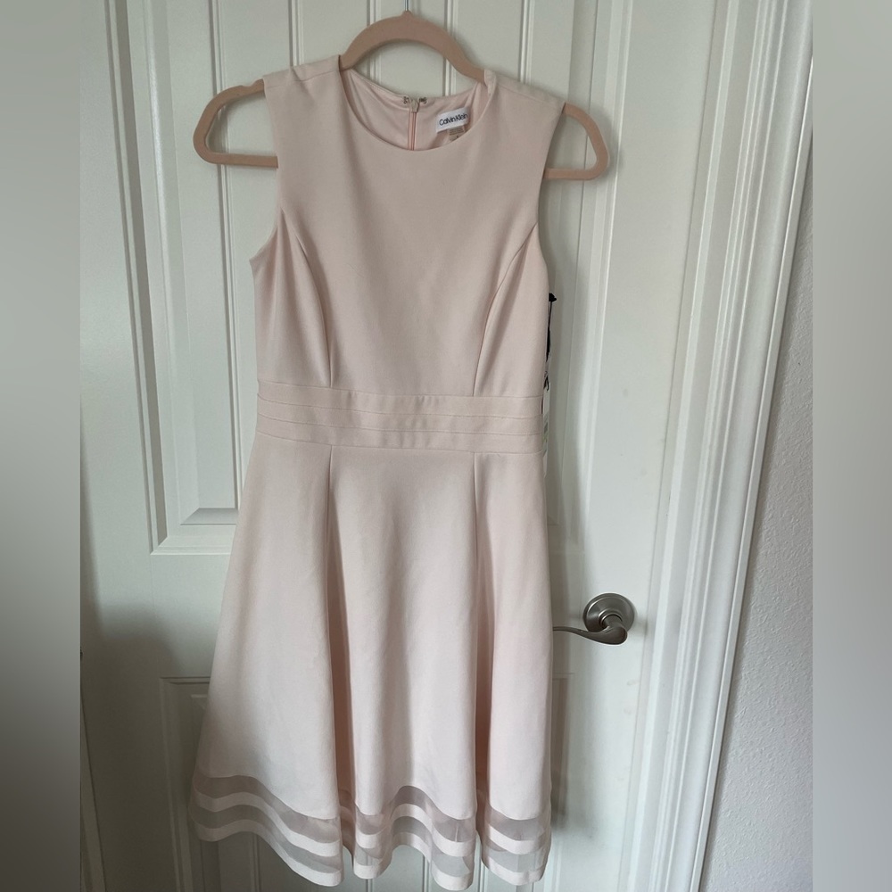 Calvin Klein Fit and Flare blush pink dress - size 4 NWT